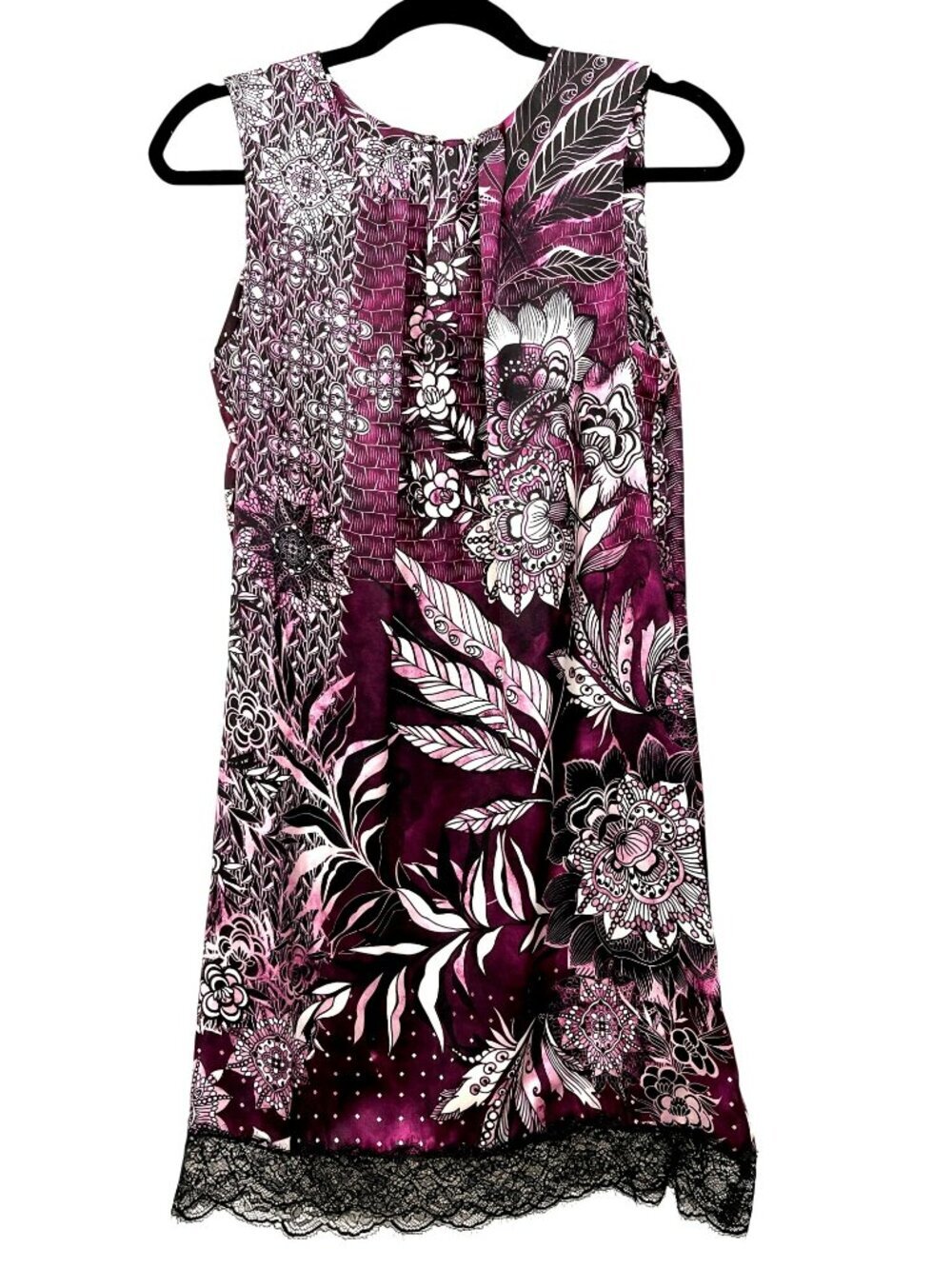 Manila Grace Sleeveless Floral Lace Trim Slip Dress 38 US XS Made In Italy New